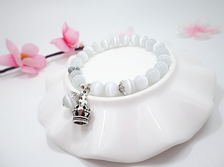 Wholesale 2020 New crystal beaded bracelet for women opal cinnabar crown bracelet natural stone bracelet trendy jewelry VGB086 2
