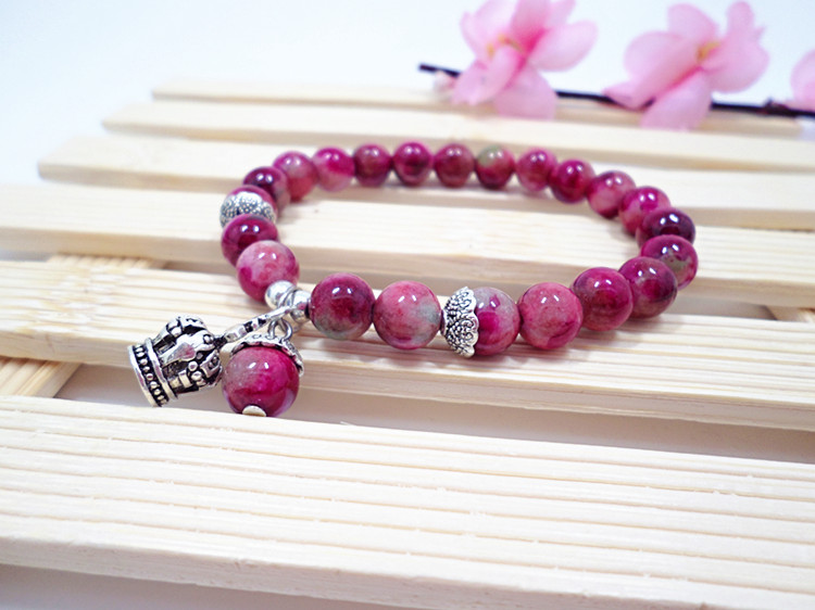 Wholesale 2020 crystal precious Garnet Beads beaded bracelet for women crown bracelet natural stone bracelet trendy jewelry VGB087 5