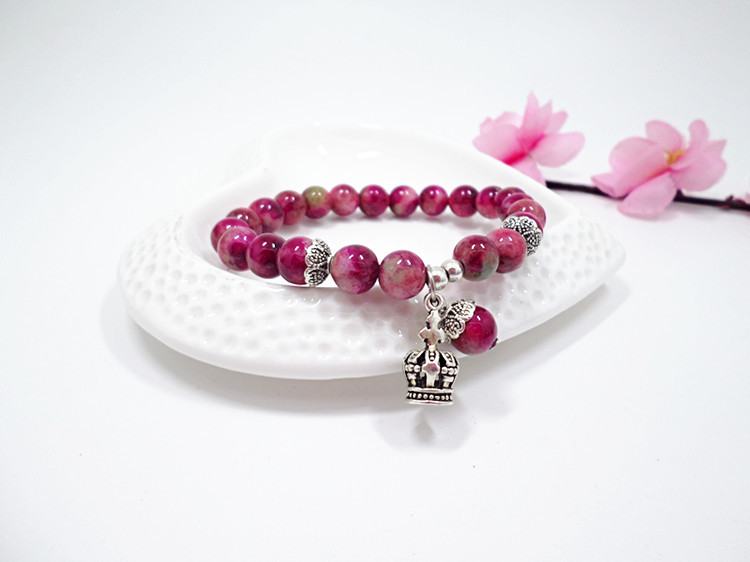 Wholesale 2020 crystal precious Garnet Beads beaded bracelet for women crown bracelet natural stone bracelet trendy jewelry VGB087 6