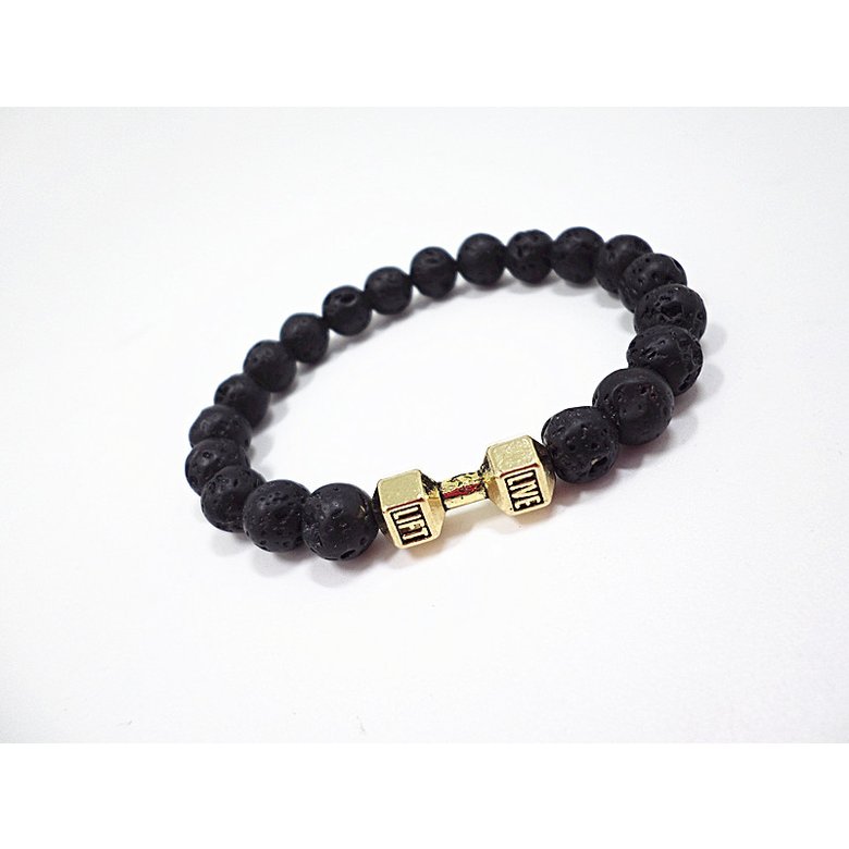 Wholesale Dumbbell model  Bracelet Men Natural Black Volcanic Bead Bracelet chakra Lava Stone Diffuser Bracelets Men Jewelry Gift  VGB089 0