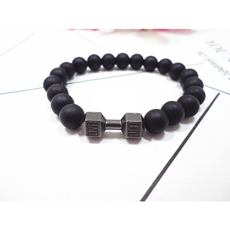 Wholesale Dumbbell model  Bracelet Men Natural Black Volcanic Bead Bracelet chakra Lava Stone Diffuser Bracelets Men Jewelry Gift  VGB089 1