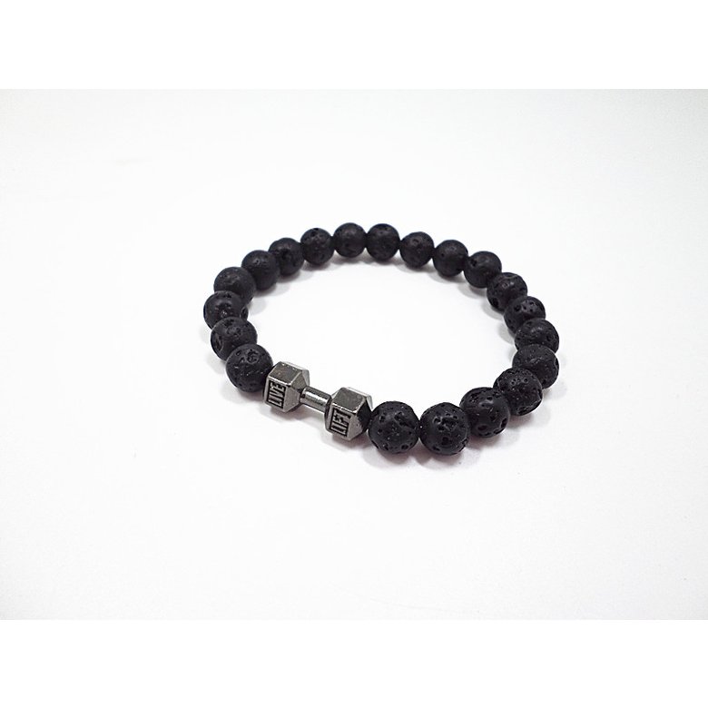 Wholesale Dumbbell model  Bracelet Men Natural Black Volcanic Bead Bracelet chakra Lava Stone Diffuser Bracelets Men Jewelry Gift  VGB089 2