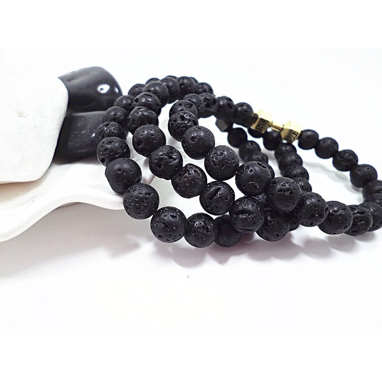 Wholesale Dumbbell model  Bracelet Men Natural Black Volcanic Bead Bracelet chakra Lava Stone Diffuser Bracelets Men Jewelry Gift  VGB089 3