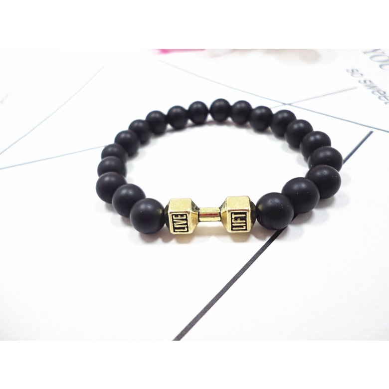 Wholesale Dumbbell model  Bracelet Men Natural Black Volcanic Bead Bracelet chakra Lava Stone Diffuser Bracelets Men Jewelry Gift  VGB089 4