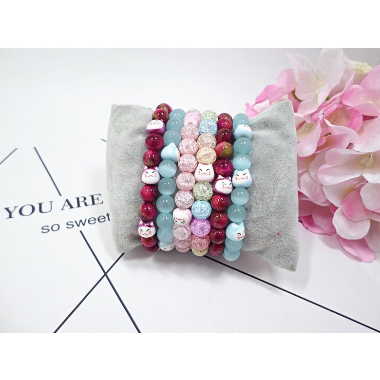 Wholesale Multicolor choice Trendy Lucky Cats Natural Crystal Beads Elastic Bracelets  For Women Fashion Hands Jewelry Lovely Bracelet VGB091 0