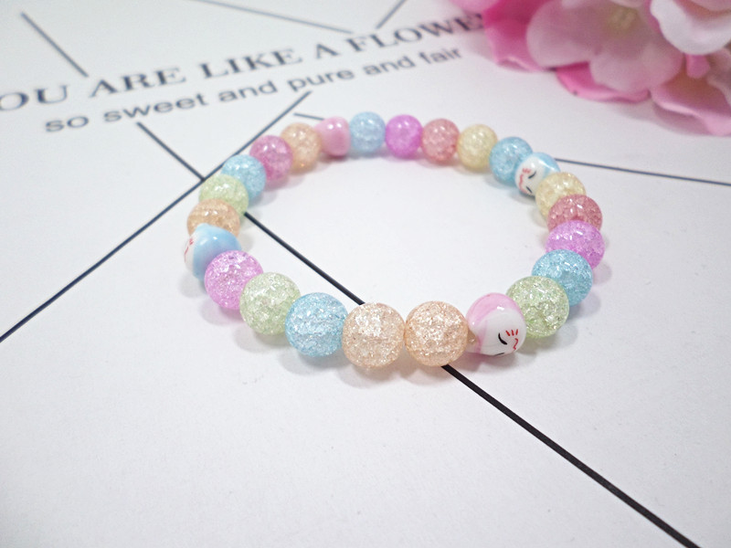 Wholesale Multicolor choice Trendy Lucky Cats Natural Crystal Beads Elastic Bracelets  For Women Fashion Hands Jewelry Lovely Bracelet VGB091 11