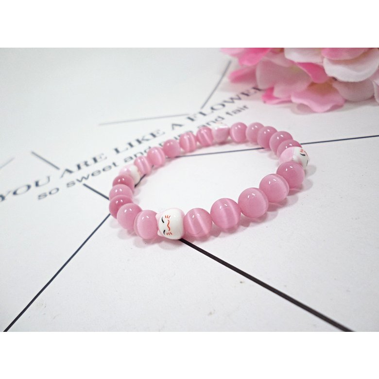 Wholesale Multicolor choice Trendy Lucky Cats Natural Crystal Beads Elastic Bracelets  For Women Fashion Hands Jewelry Lovely Bracelet VGB091 4