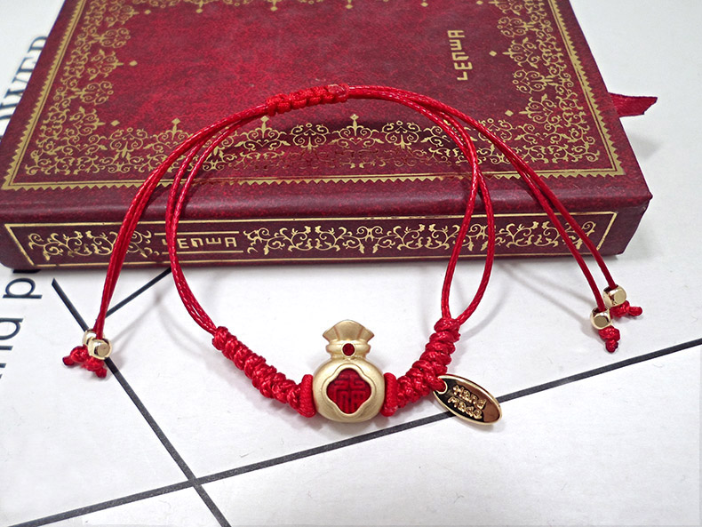 Wholesale Lucky Gold cute animals Red Braided Bracelet Adjustable Fashion Jewelry Handmade Braid Knot Friendship Bracelets Love Gift VGB094 12