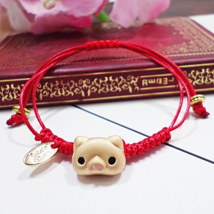 Wholesale Lucky Gold cute animals Red Braided Bracelet Adjustable ...