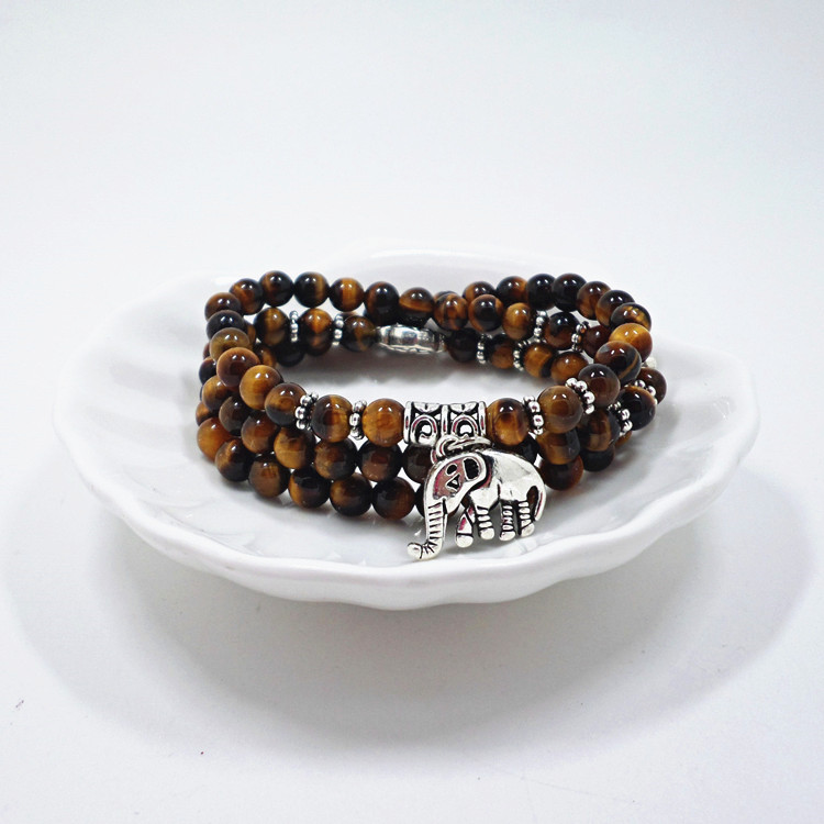 Wholesale Natural Stone Beads Buddha  elephant Bracelet Brown Tiger Eyes Yoga Meditation Braclet For Men Women Hand Jewelry Homme Unisex VGB095 5