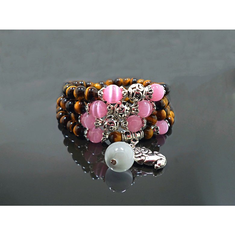 Hynsin Natural Stone Beads Buddha Bracelet Red Tiger Eyes Yoga Meditation Bracelet for Men Women Hand Jewelry