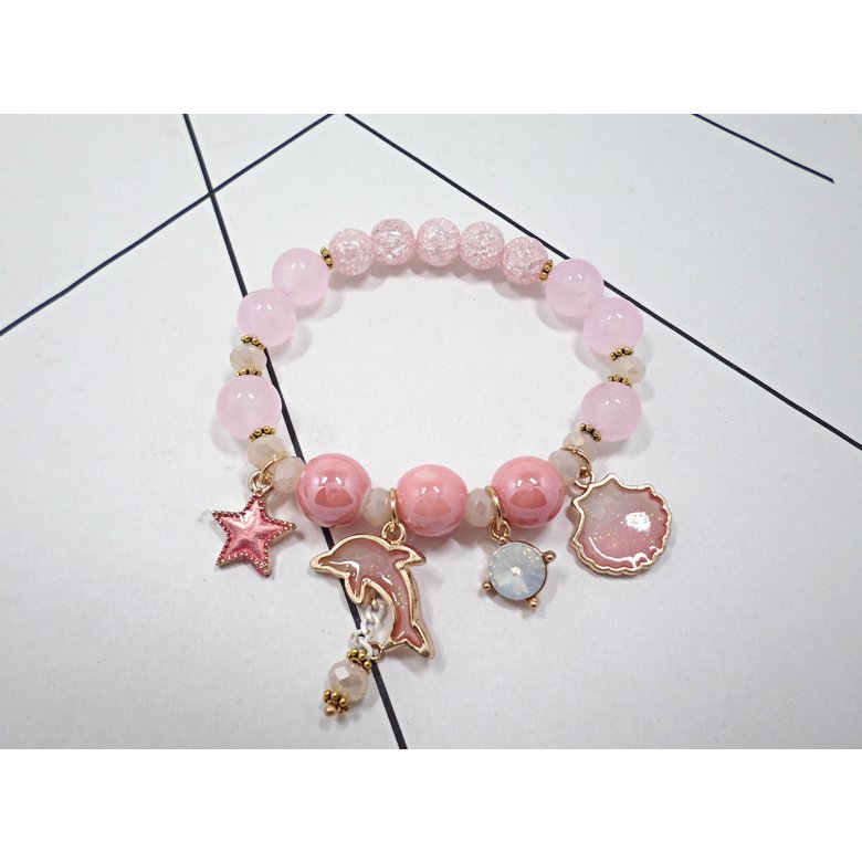 Wholesale Korean Sweet Marine Dolphin Shell Flower Charm Bracelet Crystal Beads Bracelets for Women Beach Holiday Fashion Jewelry VGB100 0