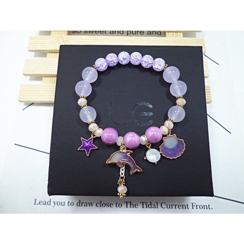 Wholesale Korean Sweet Marine Dolphin Shell Flower Charm Bracelet Crystal Beads Bracelets for Women Beach Holiday Fashion Jewelry VGB100 1