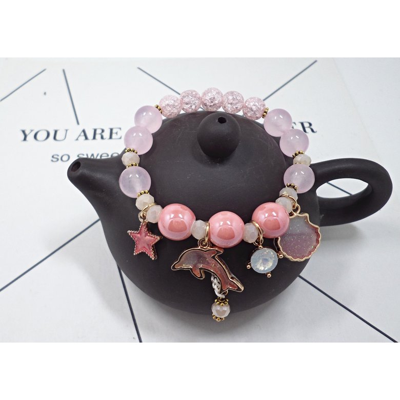 Wholesale Korean Sweet Marine Dolphin Shell Flower Charm Bracelet Crystal Beads Bracelets for Women Beach Holiday Fashion Jewelry VGB100 3