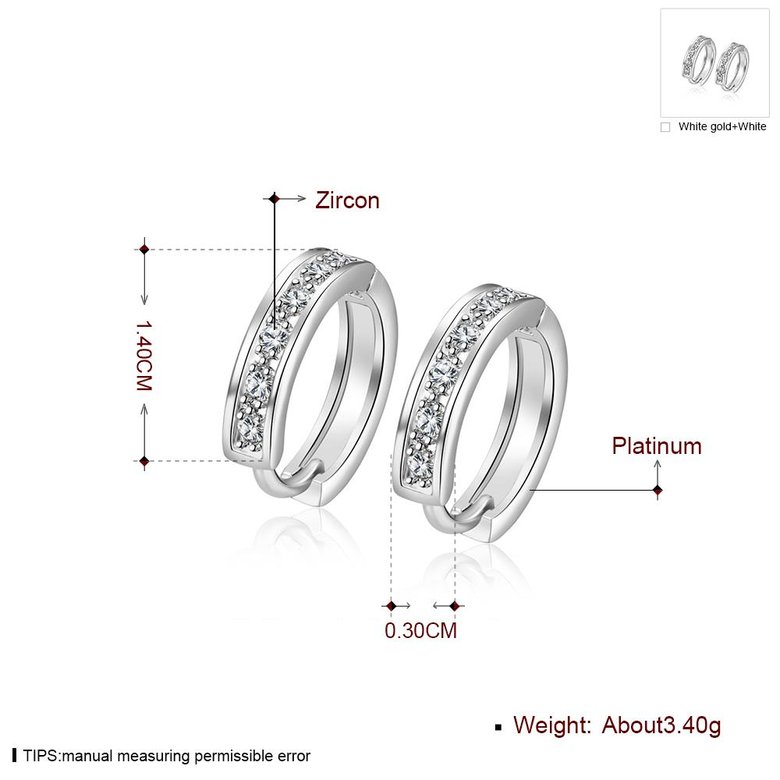 Wholesale Cute Small Crystal Earrings for Woman Platinum Plated Hoop Earrings Clip Earring TGCLE001 1