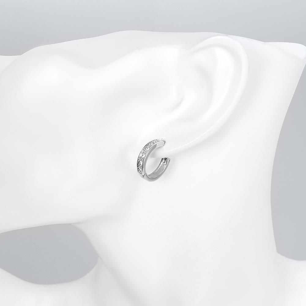 Wholesale Cute Small Crystal Earrings for Woman Platinum Plated Hoop Earrings Clip Earring TGCLE001 4