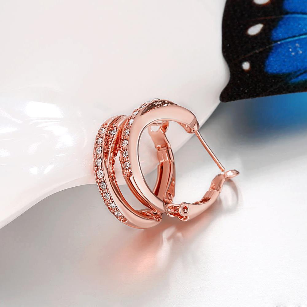 Wholesale Hot selling Cute Small Crystal Earrings for Woman rose gold Hoop Earrings Clip Earring TGCLE003 1