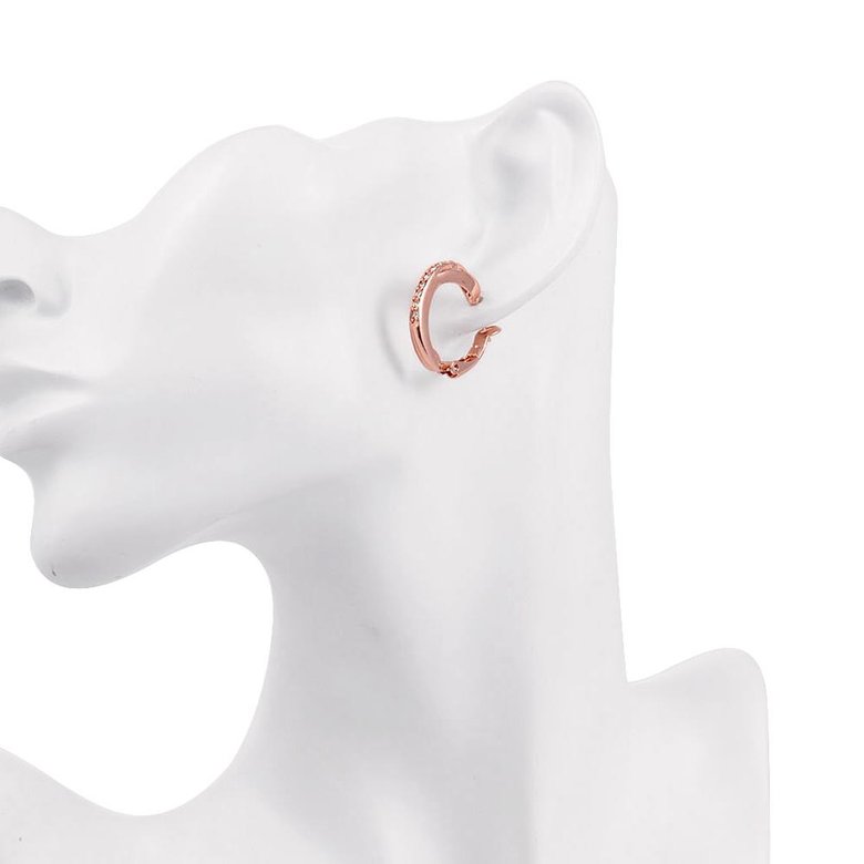 Wholesale Hot selling Cute Small Crystal Earrings for Woman rose gold Hoop Earrings Clip Earring TGCLE003 2
