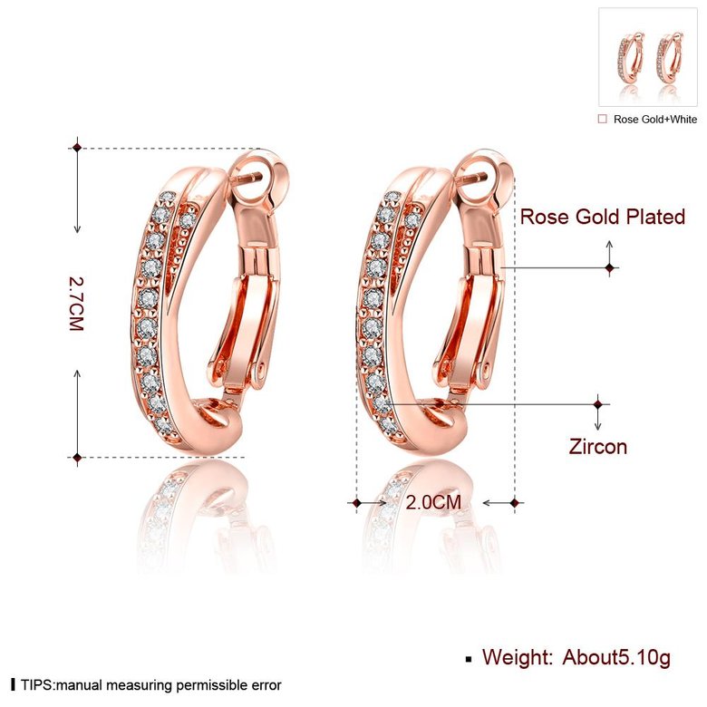 Wholesale Hot selling Cute Small Crystal Earrings for Woman rose gold Hoop Earrings Clip Earring TGCLE003 3