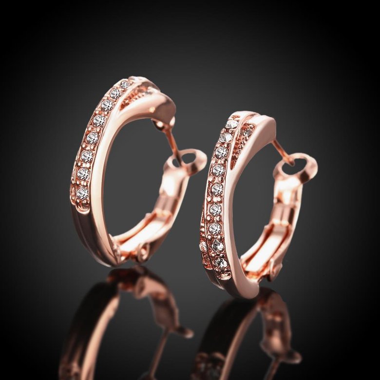 Wholesale Hot selling Cute Small Crystal Earrings for Woman rose gold Hoop Earrings Clip Earring TGCLE003 4