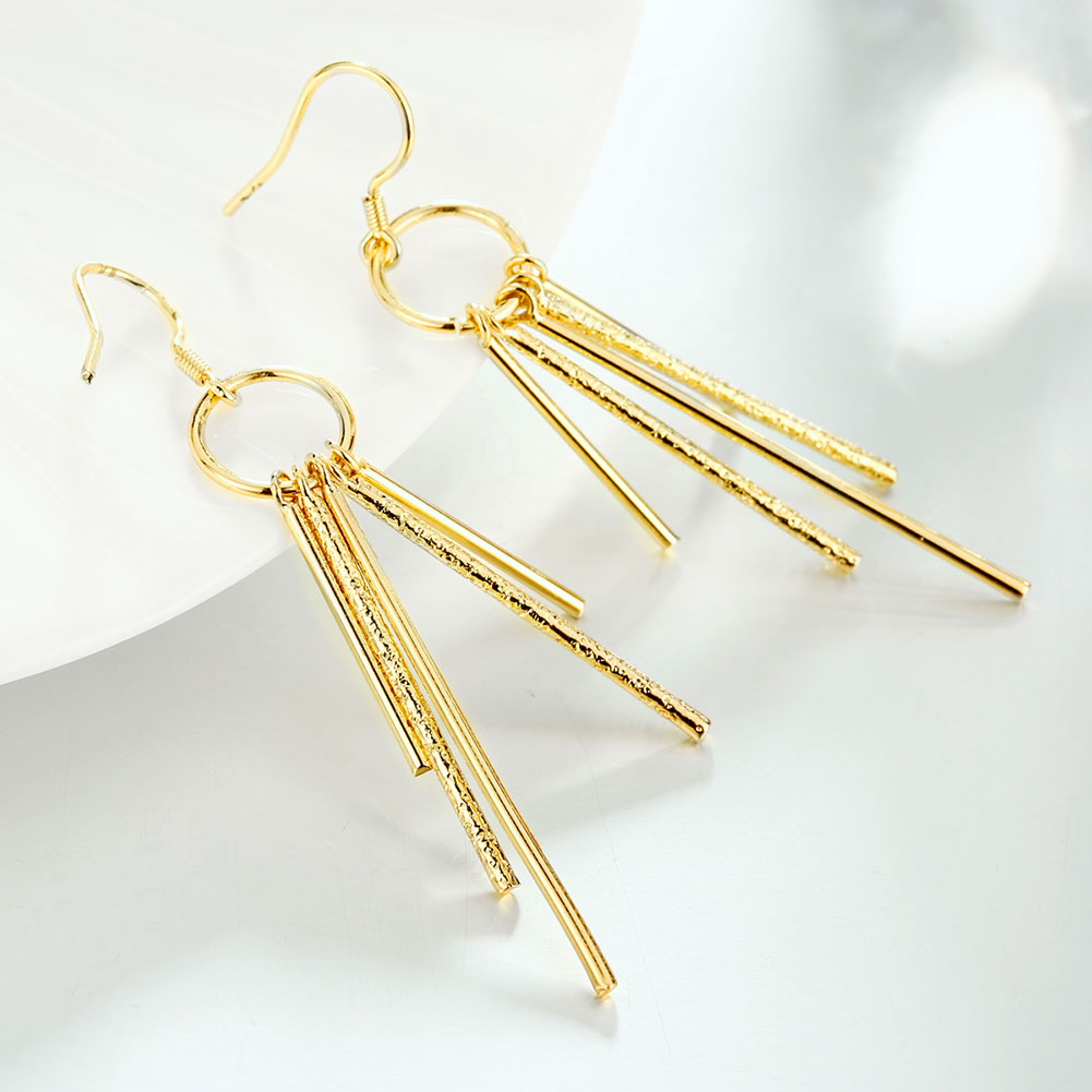 Wholesale New arrival Gold Color Long Tassel Earrings for Women Wedding Fashion Jewelry Gifts TGCLE006 2