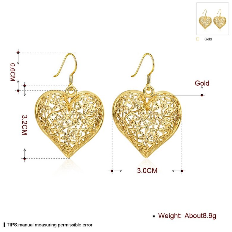 Wholesale Romantic fashion 24K Gold Earring Hollow heart Jewelry for Women wedding party jewelry  TGCLE007 0
