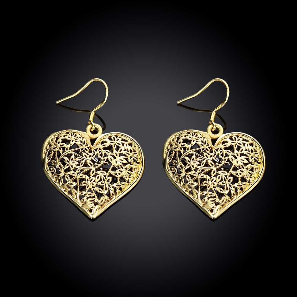 Wholesale Romantic fashion 24K Gold Earring Hollow heart Jewelry for Women wedding party jewelry  TGCLE007 1