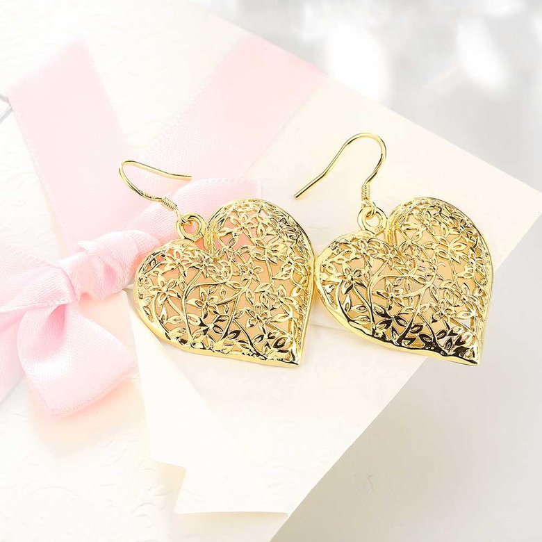 Wholesale Romantic fashion 24K Gold Earring Hollow heart Jewelry for Women wedding party jewelry  TGCLE007 3