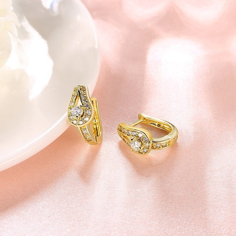 Wholesale Classic romantic 24K gold small white Crystal Earring popular fashion dazzling wedding jewelry TGCLE022 2