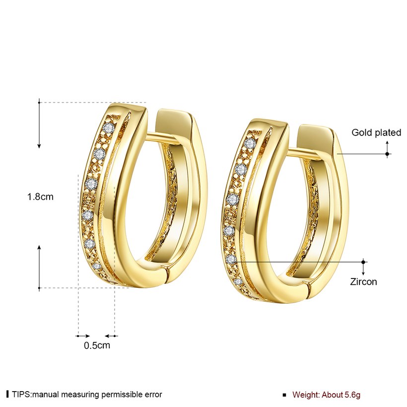 Wholesale Trendy 24K Gold Hoop Earrings U Shaped White Cubic Zircon Earrings fine Birthday Gifts for Women TGCLE032 0