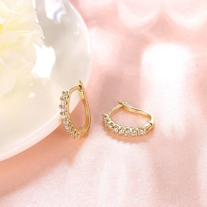 Wholesale Trendy Cute Small Crystal Earrings for Woman 24K gold plated Hoop Earrings U Shape Horseshoe Earring TGCLE046 0
