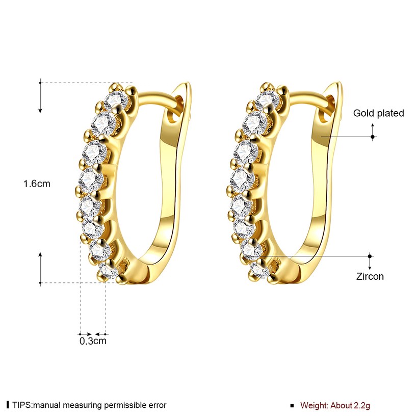 Wholesale Trendy Cute Small Crystal Earrings for Woman 24K gold plated Hoop Earrings U Shape Horseshoe Earring TGCLE046 3