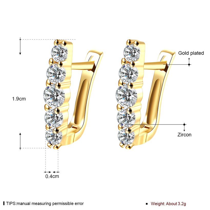 Wholesale Trendy Cute Small Crystal Earrings for Woman 24K gold plated Hoop Earrings U Shape Horseshoe Earring TGCLE050 0
