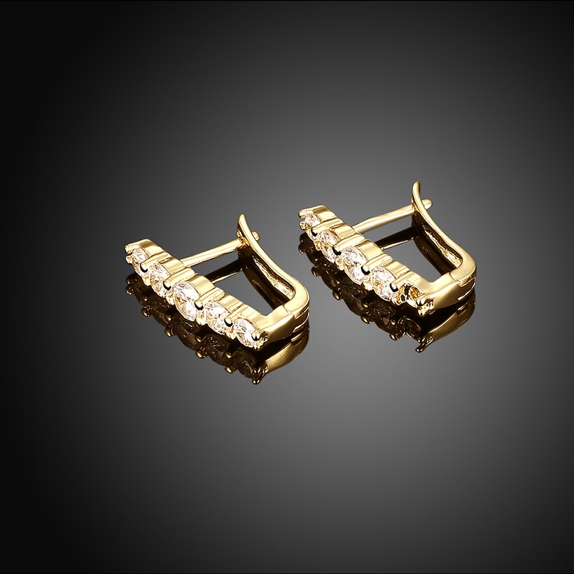 Wholesale Trendy Cute Small Crystal Earrings for Woman 24K gold plated Hoop Earrings U Shape Horseshoe Earring TGCLE050 1