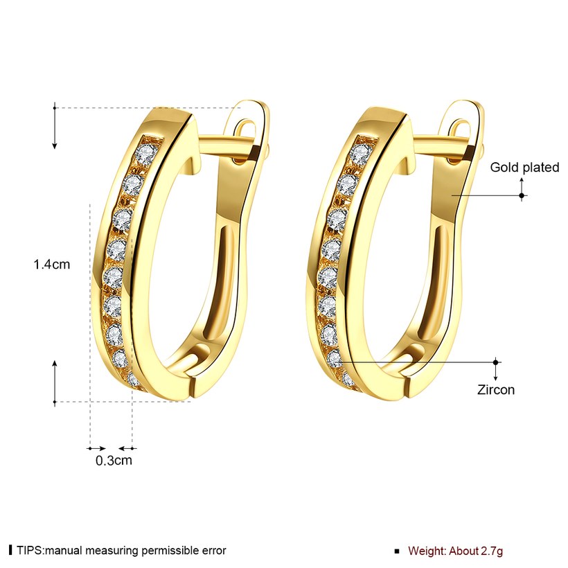 Wholesale Fashion elegant Small Crystal Earrings for Woman 24K gold plated Hoop Earrings U Shape Horseshoe Earring TGCLE054 0