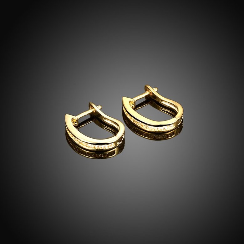 Wholesale Fashion elegant Small Crystal Earrings for Woman 24K gold plated Hoop Earrings U Shape Horseshoe Earring TGCLE054 1
