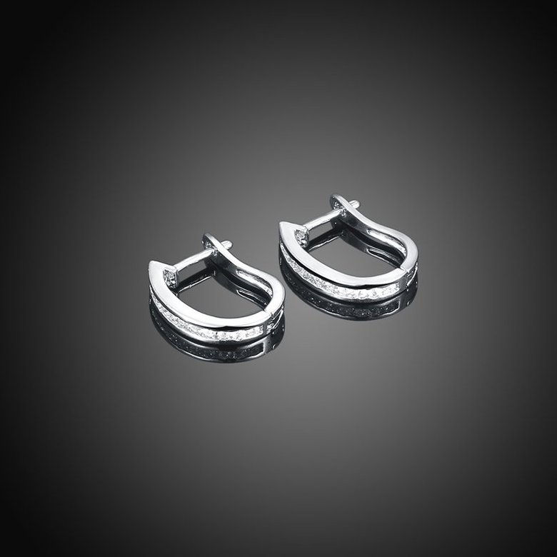 Wholesale Fashion classy Small white Crystal zircon Earrings for Woman silver color Hoop Earrings U Shape Horseshoe Earring TGCLE056 1