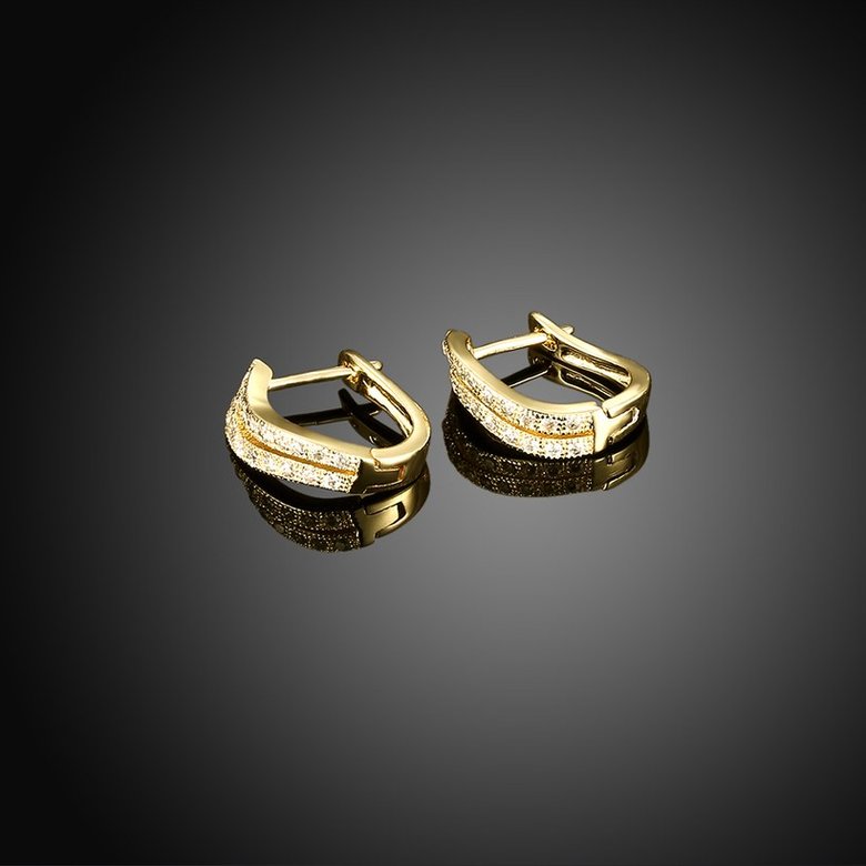 Wholesale Fashion elegant Small Crystal Earrings for Woman 24K gold plated Hoop Earrings U Shape Horseshoe Earring TGCLE058 1