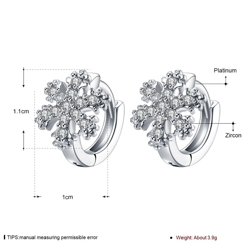 Wholesale Temperament Clip Earrings for Women Silver Jewelry Accessories Snowflake Shape Zircon Gemstone Earring Wedding Engagement Gift TGCLE068 0