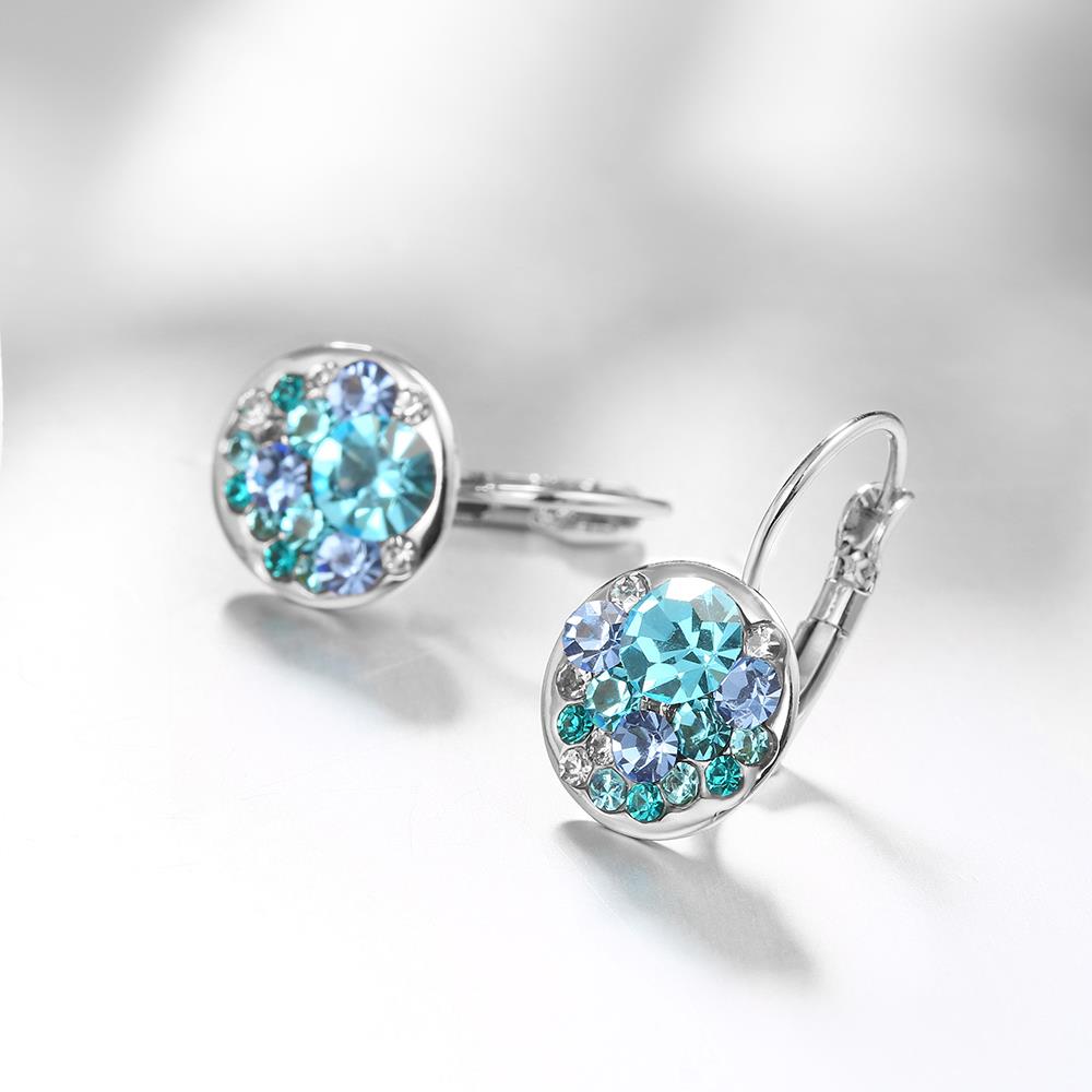 Wholesale Sky Blue Crystals Dangle Earrings New Fashion Round Earrings for Women Elegant Party Romantic Wedding Jewelry TGCLE070 1
