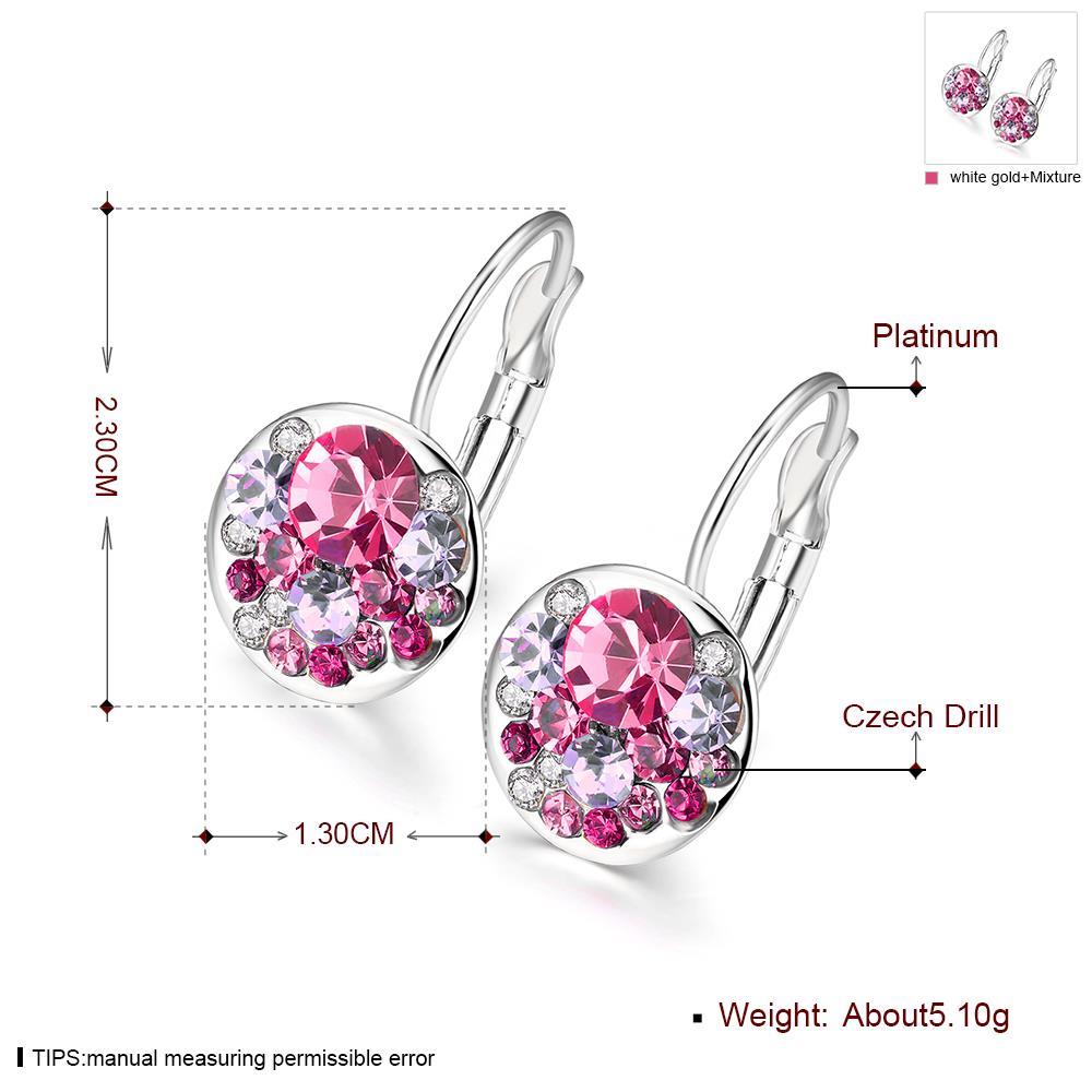 Wholesale Sky Blue Crystals Dangle Earrings New Fashion Round Earrings for Women Elegant Party Romantic Wedding Jewelry TGCLE070 7