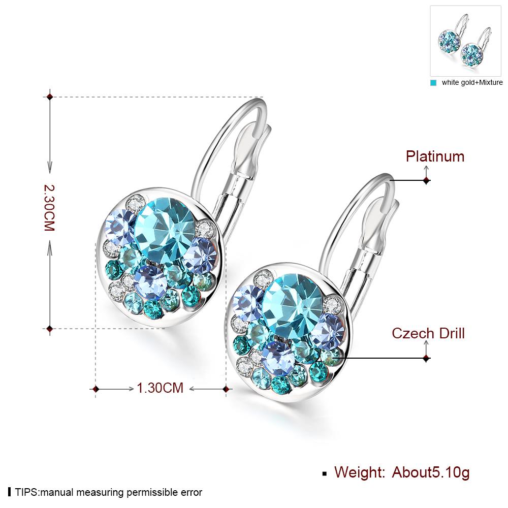 Wholesale Sky Blue Crystals Dangle Earrings New Fashion Round Earrings for Women Elegant Party Romantic Wedding Jewelry TGCLE070 8
