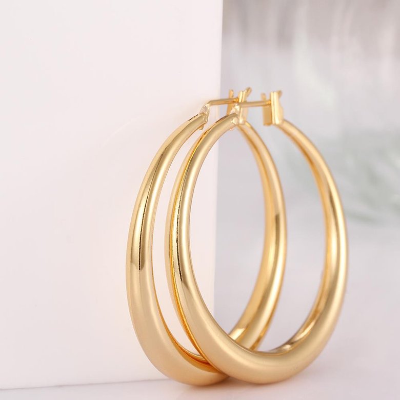 Wholesale Hot sale gold Thick big Hoop Earrings For Women New Fashion Female circle earrings Jewelry  TGCLE076 2