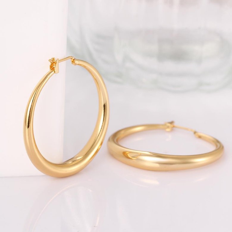 Wholesale Hot sale gold Thick big Hoop Earrings For Women New Fashion Female circle earrings Jewelry  TGCLE076 3