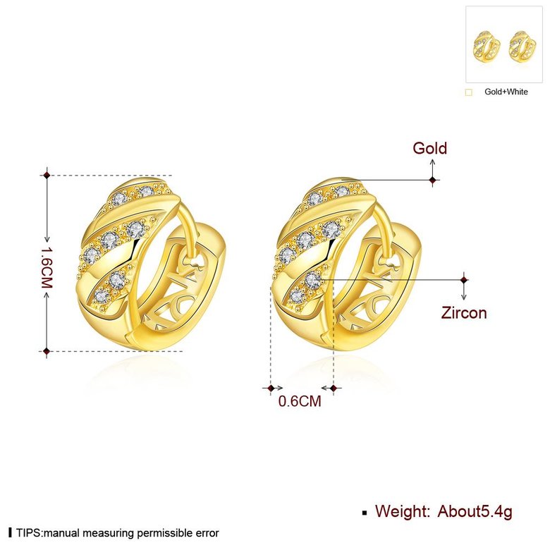Wholesale Fashion Earrings from China for Women Girls  hollow 24K Gold Hoop Earrings Clear Cubic Zircon Wedding Party Fashion Jewelry  TGCLE080 2