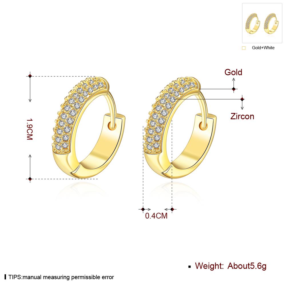 Wholesale Popular Round Circle Hoop Earrings Fashion 24K Gold Filled Zircon Party Earrings Jewelry fine Gift Drop shipping TGCLE084 0