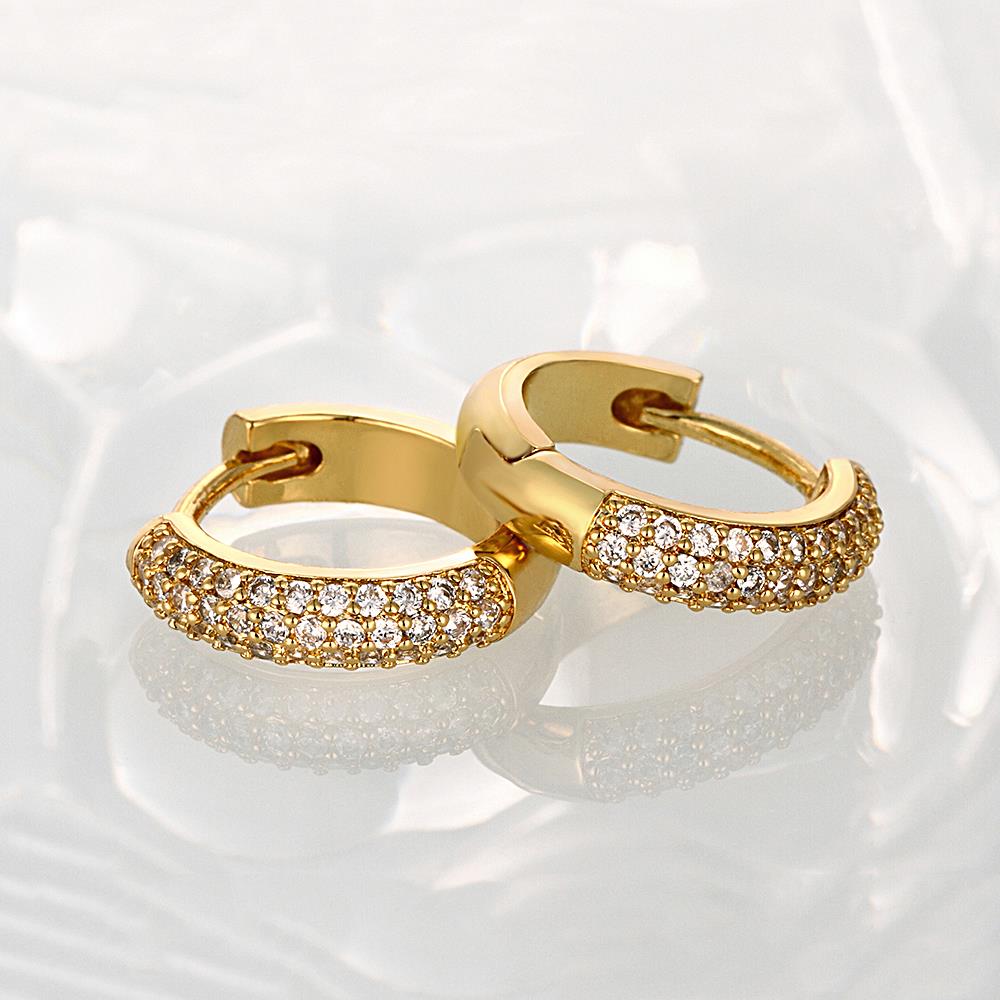 Wholesale Popular Round Circle Hoop Earrings Fashion 24K Gold Filled Zircon Party Earrings Jewelry fine Gift Drop shipping TGCLE084 5