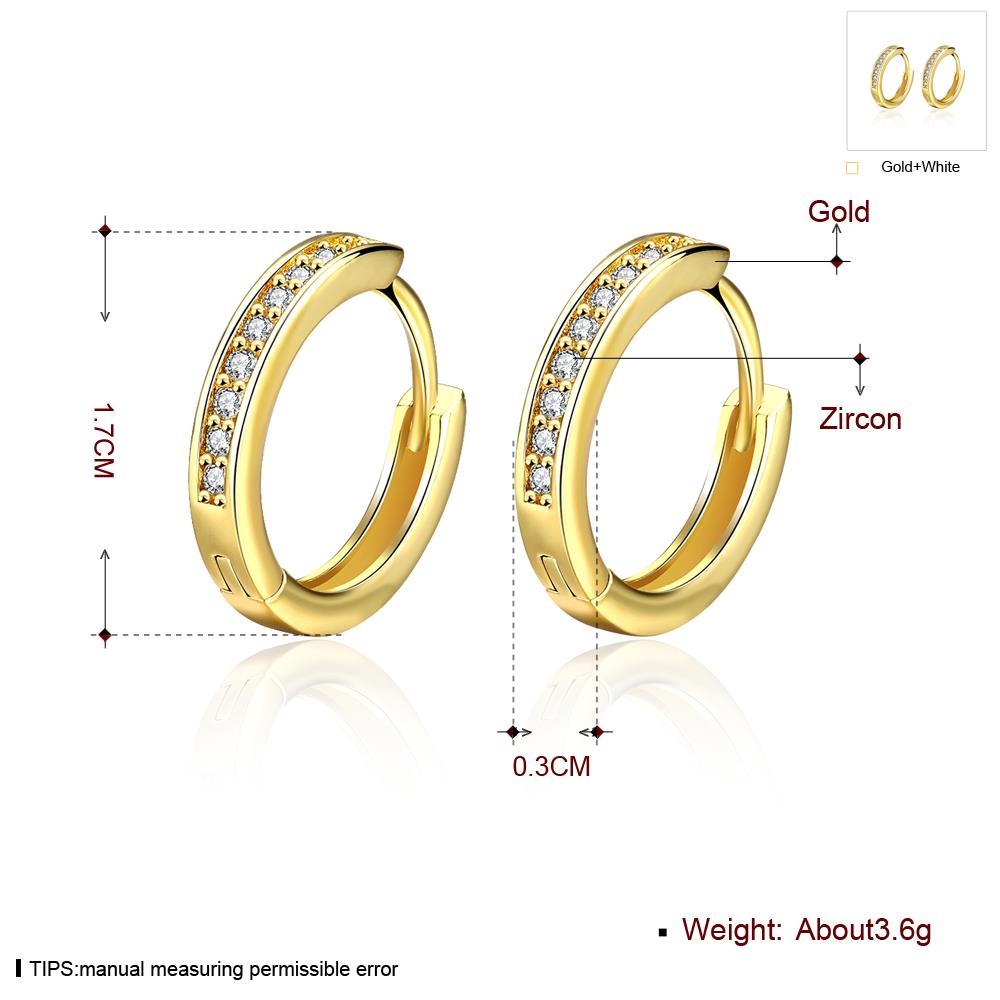 Wholesale Popular Round Circle Hoop Earrings Fashion 24K Gold Filled Zircon Party Earrings Jewelry fine Gift Drop shipping TGCLE086 2