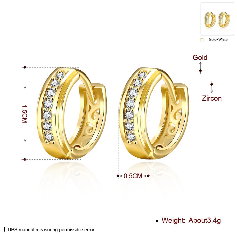 Wholesale Luxury Round Circle Hoop Earrings Fashion 24K Gold Filled Zircon Party Earrings Jewelry fine Gift Drop shipping TGCLE090 8