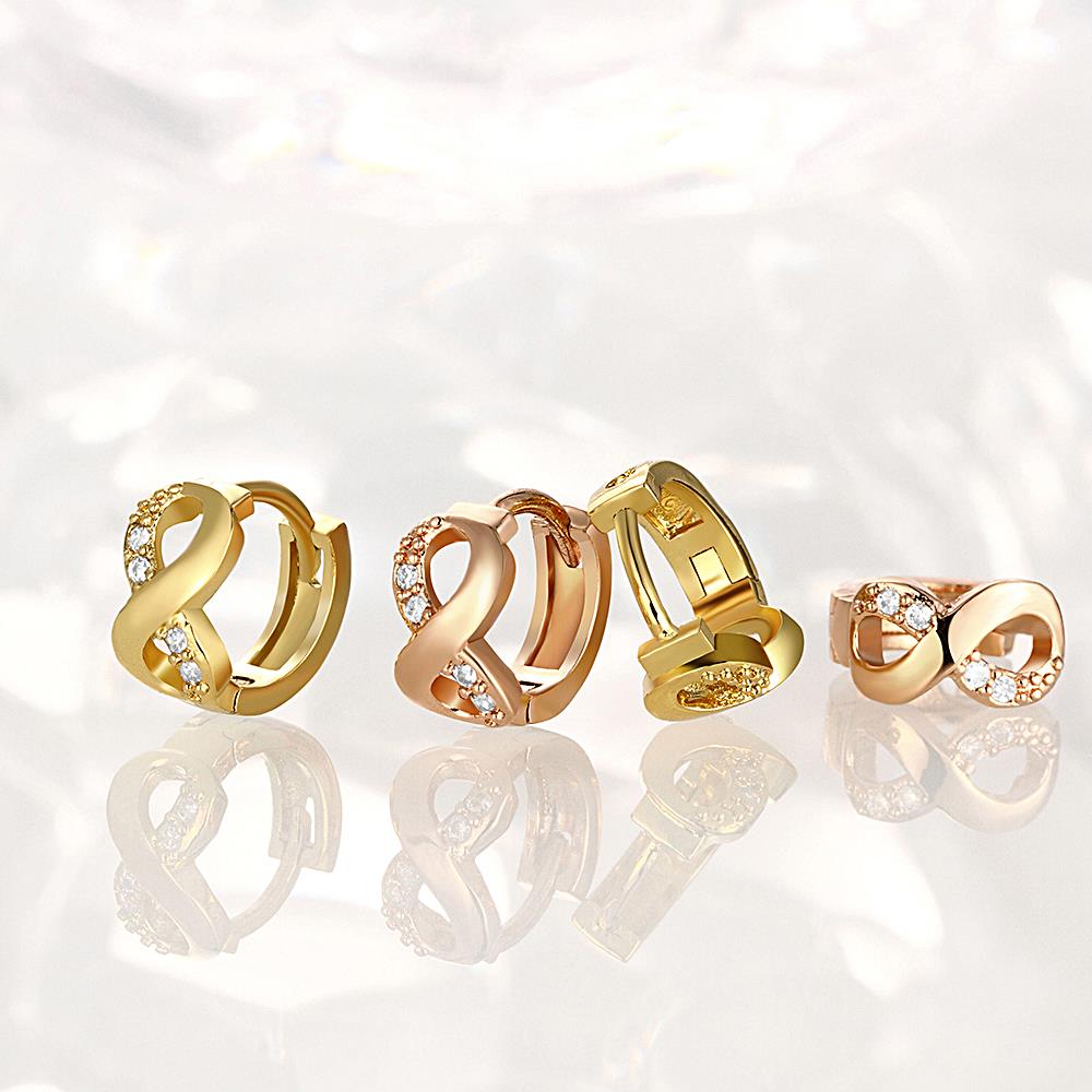 Wholesale Fashion Earrings from China for Women Girls  8 shape 24K Gold Hoop Earrings Clear Cubic Zircon Wedding Party Fashion Jewelry  TGCLE098 1
